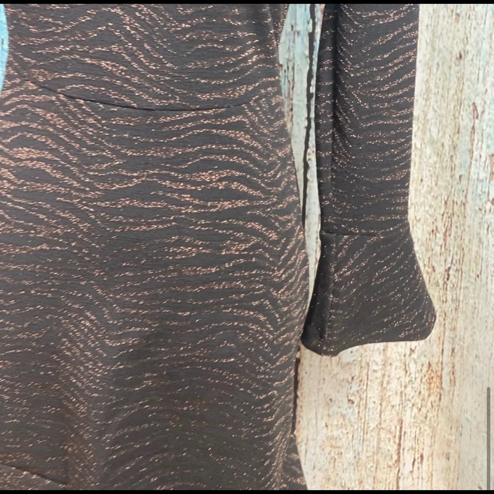 MICHAEL KORS NWT Caramel Animal Print Flounce Trim Dress - Picture 11 of 14